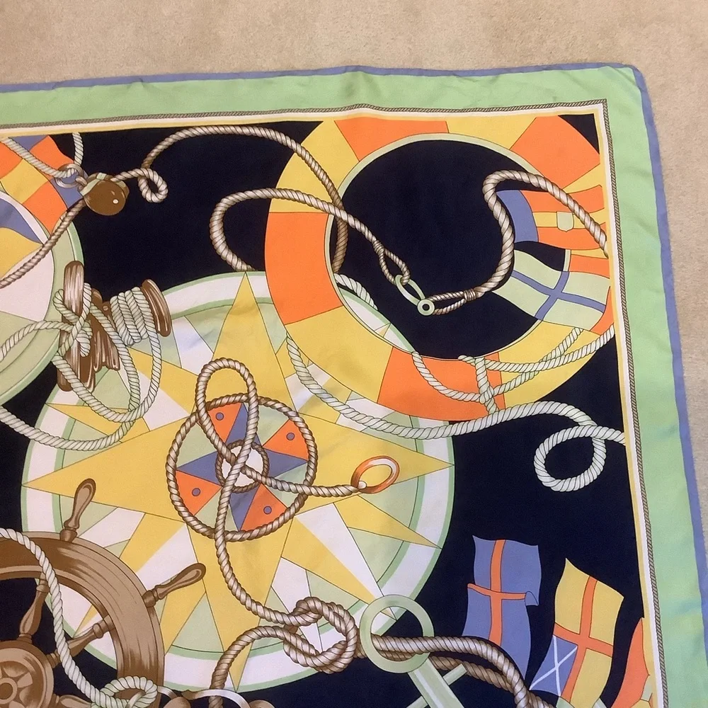 Vintage Talbots Silk Nautical Themed Scarf